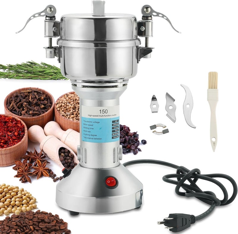 MYFULLY Electric Grain Mill Grinder High Speed Stainless Steel Pulverizer Mill Grinding Machine Cereals Corn Medicine Pearl Seasonings Spices Commercial Grade for Kitchen Grinding Machine (150g) - Image 1